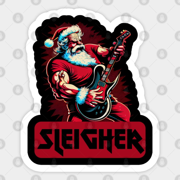 Sleigher, hail Santa, Metal Santa Sticker by Teessential